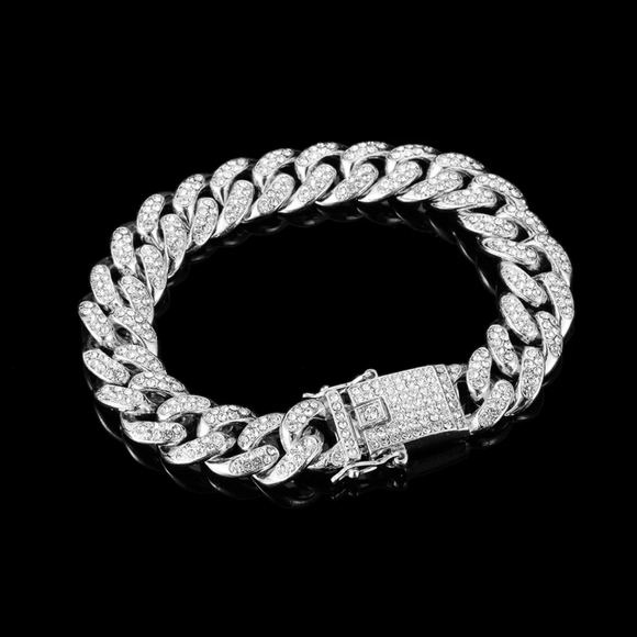 Other - Luxury Silver Diamond Cuban Link Bracelet